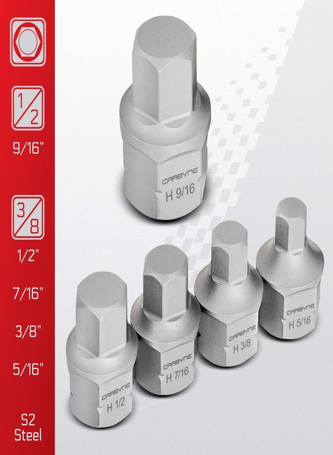 CARBYNE 9-Piece SAE Super Short Low Profile Hex (Allen) Bit Socket Set | 1/8 in. - 9/16 in., Dual-Drive: Internal Square Drive & External Hex Drive • From a Family-Run Tool Company in the U.S. - Image 4