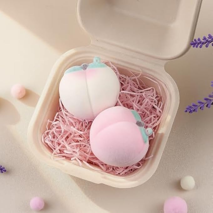 Anboor 2 Pieces Peach Squishy Toys Slow Rising Simulation Fluffy Peach Stress Reliever Kawaii Soft Squeeze Toys Sensory Toy Gift - Image 5