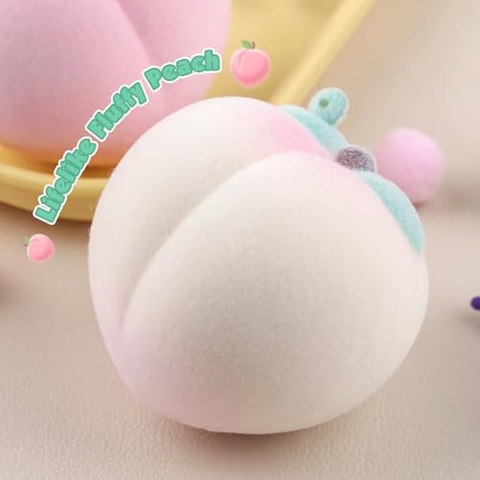 Anboor 2 Pieces Peach Squishy Toys Slow Rising Simulation Fluffy Peach Stress Reliever Kawaii Soft Squeeze Toys Sensory Toy Gift - Image 3
