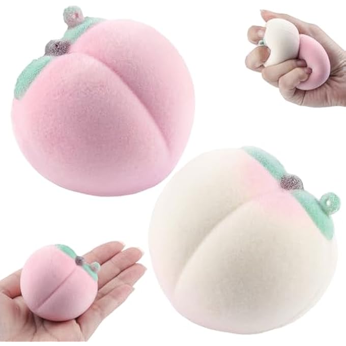 Anboor 2 Pieces Peach Squishy Toys Slow Rising Simulation Fluffy Peach Stress Reliever Kawaii Soft Squeeze Toys Sensory Toy Gift - Image 1