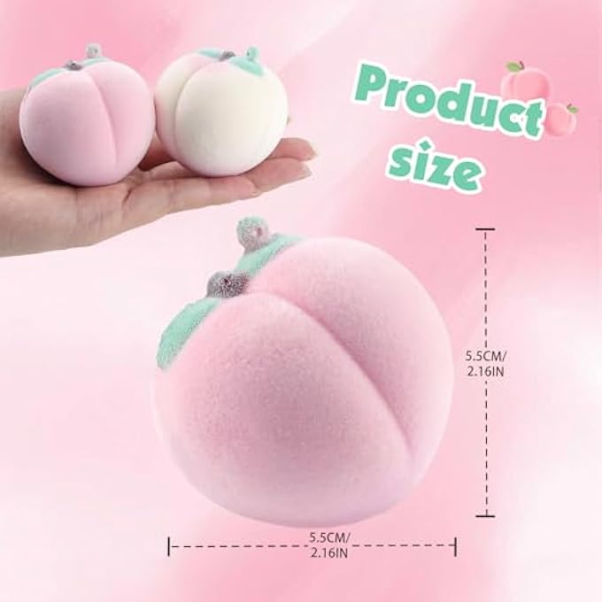 Anboor 2 Pieces Peach Squishy Toys Slow Rising Simulation Fluffy Peach Stress Reliever Kawaii Soft Squeeze Toys Sensory Toy Gift - Image 2