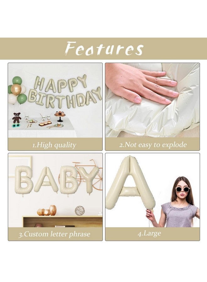 بيابيان بالونات حرف O مقاس 40 بوصة، بالونات رقائق معدنية على شكل حرف O كريمي عملاق، بالونات كبيرة على شكل حرف AZ، بالونات كبيرة من الألومنيوم باللون البيج على شكل حرف O بالهيليوم لأعياد الميلاد وحفلات استقبال المولود وحفلات الزفاف وحفلات الذكرى السنوية - Image 3