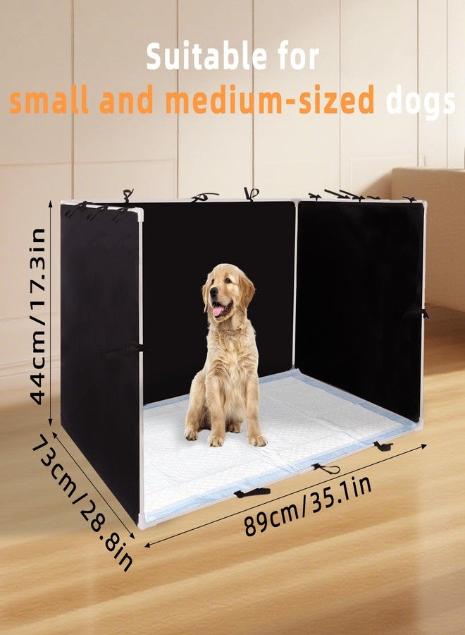 Dmnnlp Dog Pee Pad Holder with High Walls - 35"x29"x17.3" No-Splash Indoor Potty Tray, Foldable Dog Litter Box for Small/Medium Dogs Puppy Potty Training (Black) - Image 2
