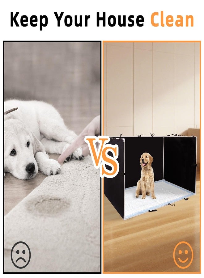 Dmnnlp Dog Pee Pad Holder with High Walls - 35"x29"x17.3" No-Splash Indoor Potty Tray, Foldable Dog Litter Box for Small/Medium Dogs Puppy Potty Training (Black) - Image 5