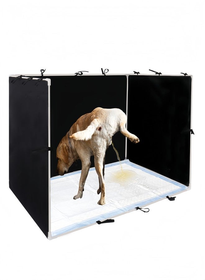 Dmnnlp Dog Pee Pad Holder with High Walls - 35"x29"x17.3" No-Splash Indoor Potty Tray, Foldable Dog Litter Box for Small/Medium Dogs Puppy Potty Training (Black) - Image 1