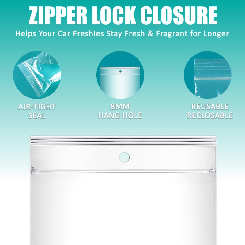 MUBYOK 6" x 6" Ultra Clear Plastic Reclosable Zip Bags for Car Freshie-Polypropylene Bags with Hang Hole for Display-2 mil Thick with Resealable Lock Seal Zipper(Pack of 100) - Image 3