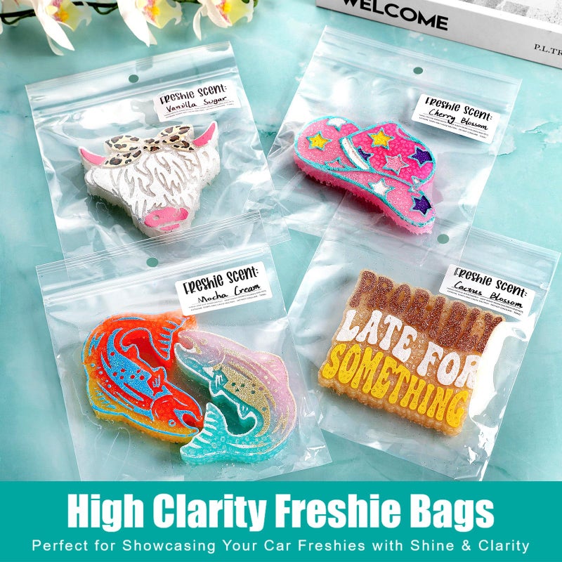 MUBYOK 6" x 6" Ultra Clear Plastic Reclosable Zip Bags for Car Freshie-Polypropylene Bags with Hang Hole for Display-2 mil Thick with Resealable Lock Seal Zipper(Pack of 100) - Image 2