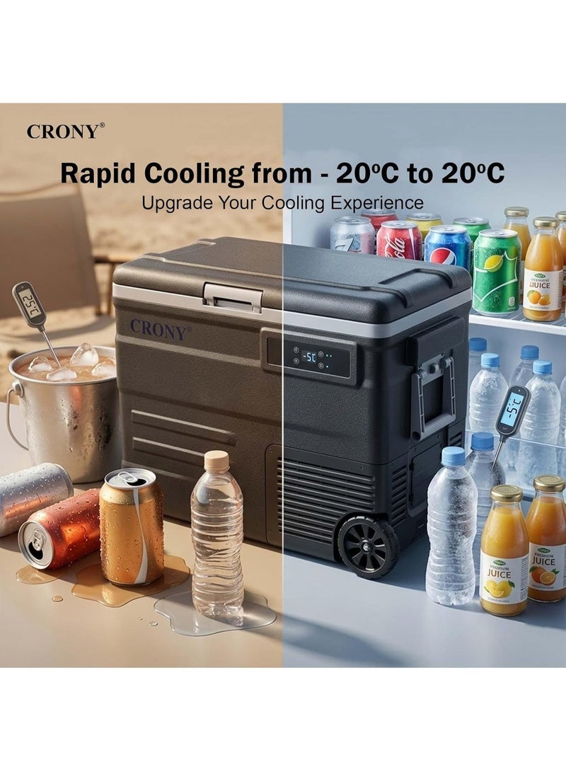 Crony U65 65L Portable Car Refrigerator, -20°C Freezing, LED Controls, Dual Power, Wheeled Design - Image 5