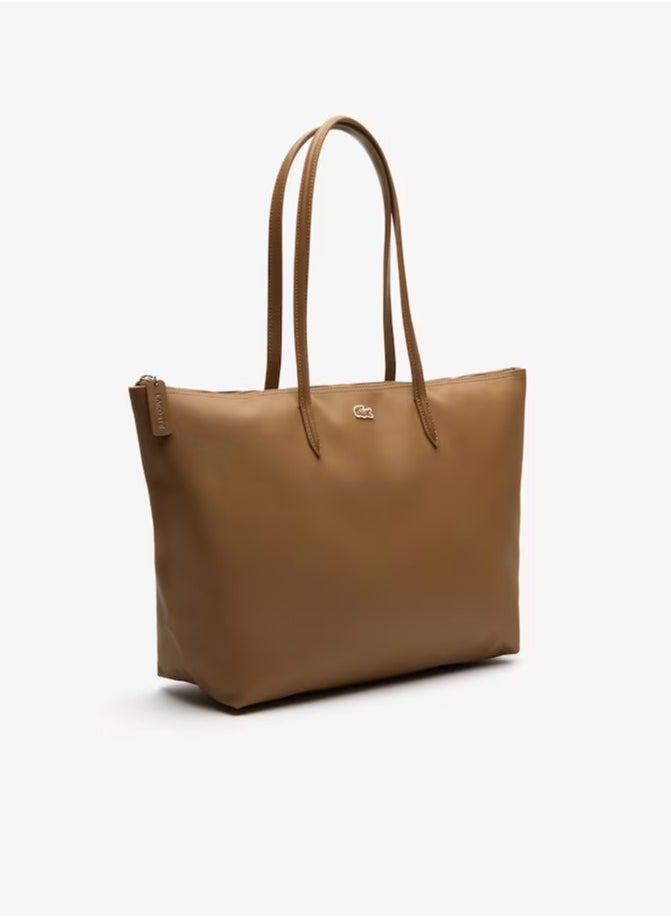 LACOSTE - Women's L12.12 Concept Fashion Versatile Large Capacity Zipper Handbag Tote Bag Shoulder Bag Large Khaki - Image 1