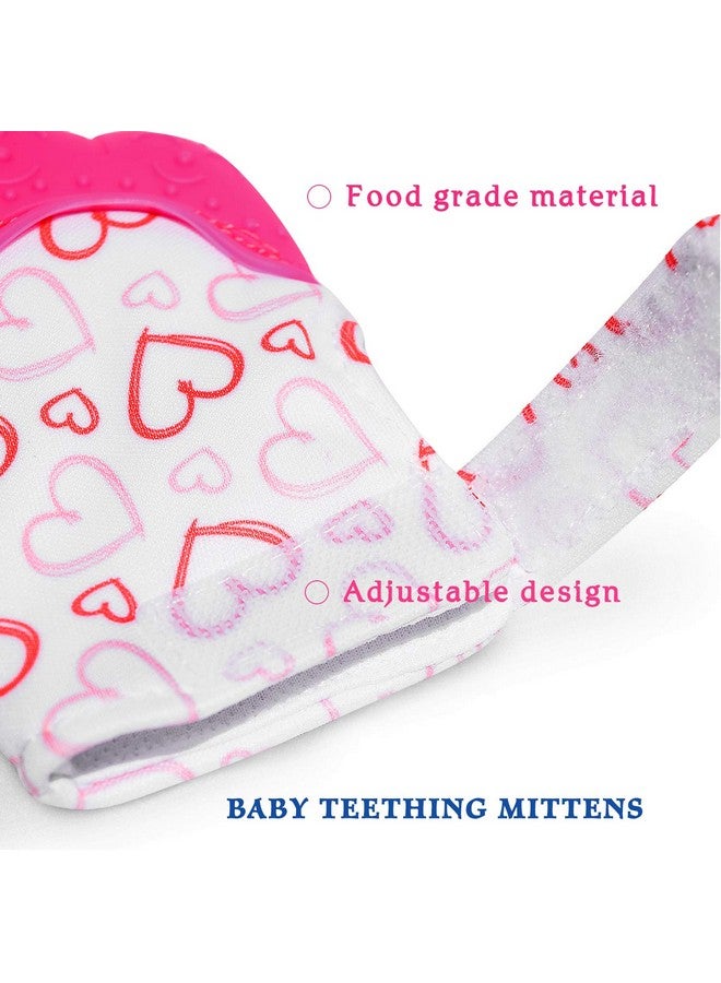 NEPAK Teething Mitten 2 Pcs-Baby Glove Stimulating Teether Toys For Boys & Girls-Teething Glove For 3-6 Months Baby (Pretty Sweet Heart,Pink)  - Image 5