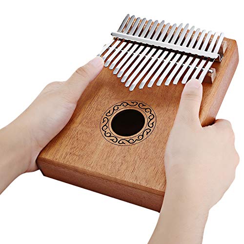ELEPHANTBOAT® Kalimba 17 Keys, Mahogany & Mineral Steel Rods Portable Thumb Piano with Learning Book, Tune Hammer, Cloth Bag, Sticker, Bilingual Instruction, Musical Instrument Gifts for Women - Image 2