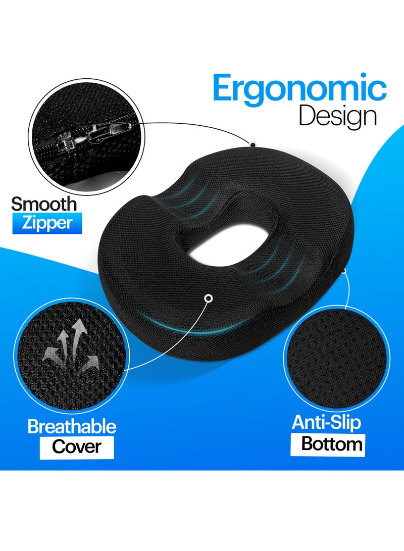 MANNY Gel-Infused Donut Pillow for Tailbone Pain Relief, Memory Gel Cushion with 3D Mesh Cover for Office, Wheelchair, and Travel Use.  - Image 5
