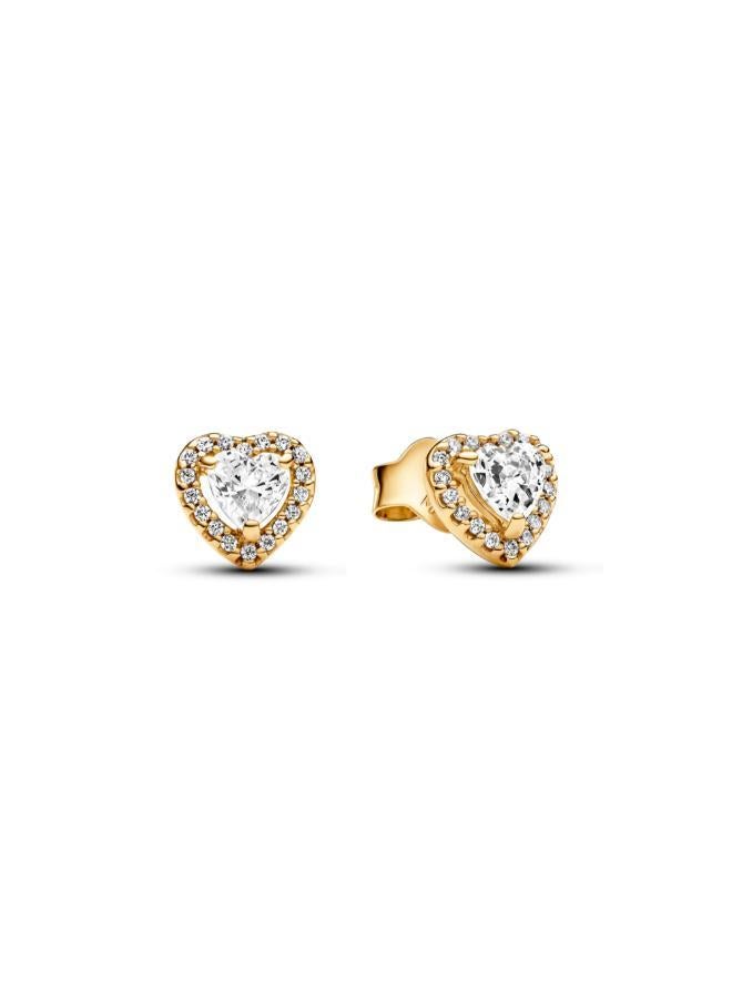 PANDORA Sparkling Elevated Heart Stud Earrings - Image 2