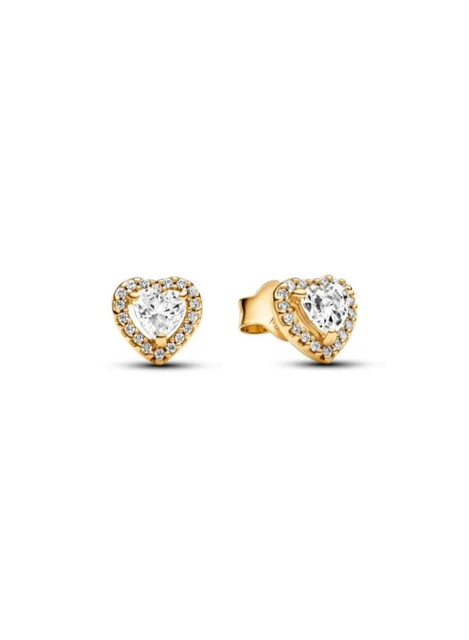 باندورا Sparkling Elevated Heart Stud Earrings