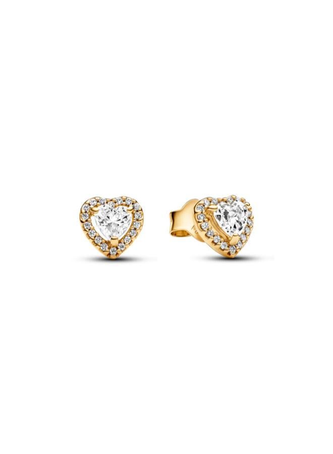 PANDORA Sparkling Elevated Heart Stud Earrings - Image 1