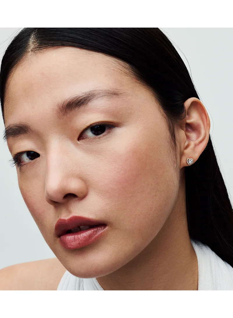 PANDORA Sparkling Elevated Heart Stud Earrings