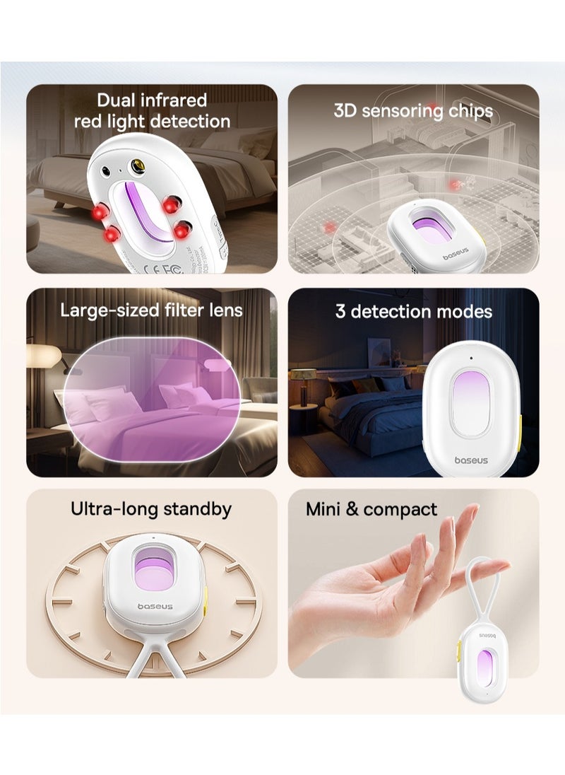 Baseus - Baseus Heyo Series II Infrared Camera Detector - Mini Travel Home Hidden Camera Finder, Anti-Theft, Dual Detection Modes, Portable LED Flashlight - White - Image 1