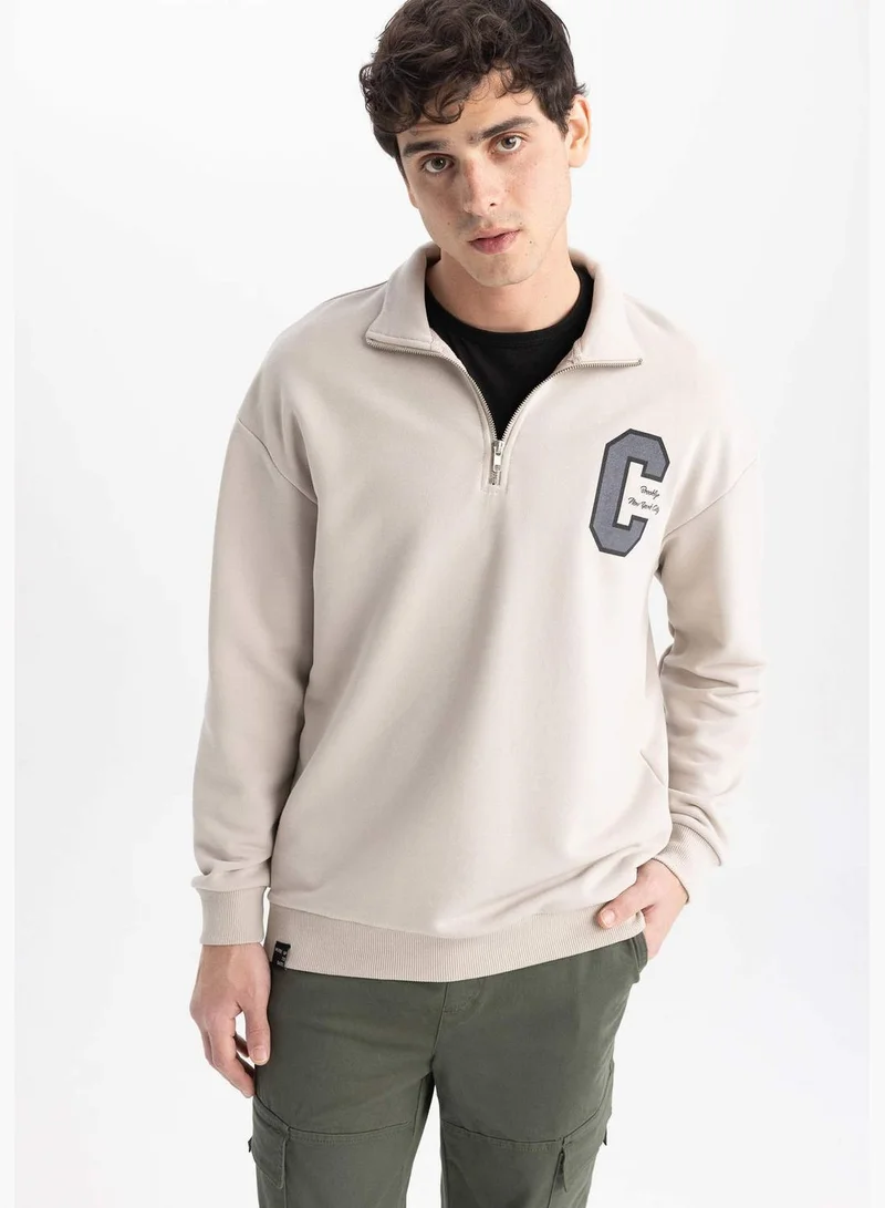 ديفاكتو Man High Neck Long Sleeve Knitted Sweatshirt