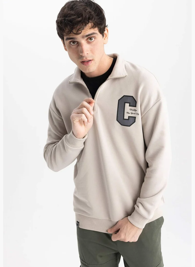 ديفاكتو Man High Neck Long Sleeve Knitted Sweatshirt
