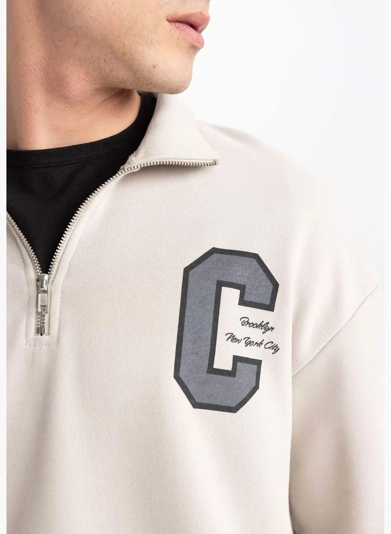 ديفاكتو Man High Neck Long Sleeve Knitted Sweatshirt