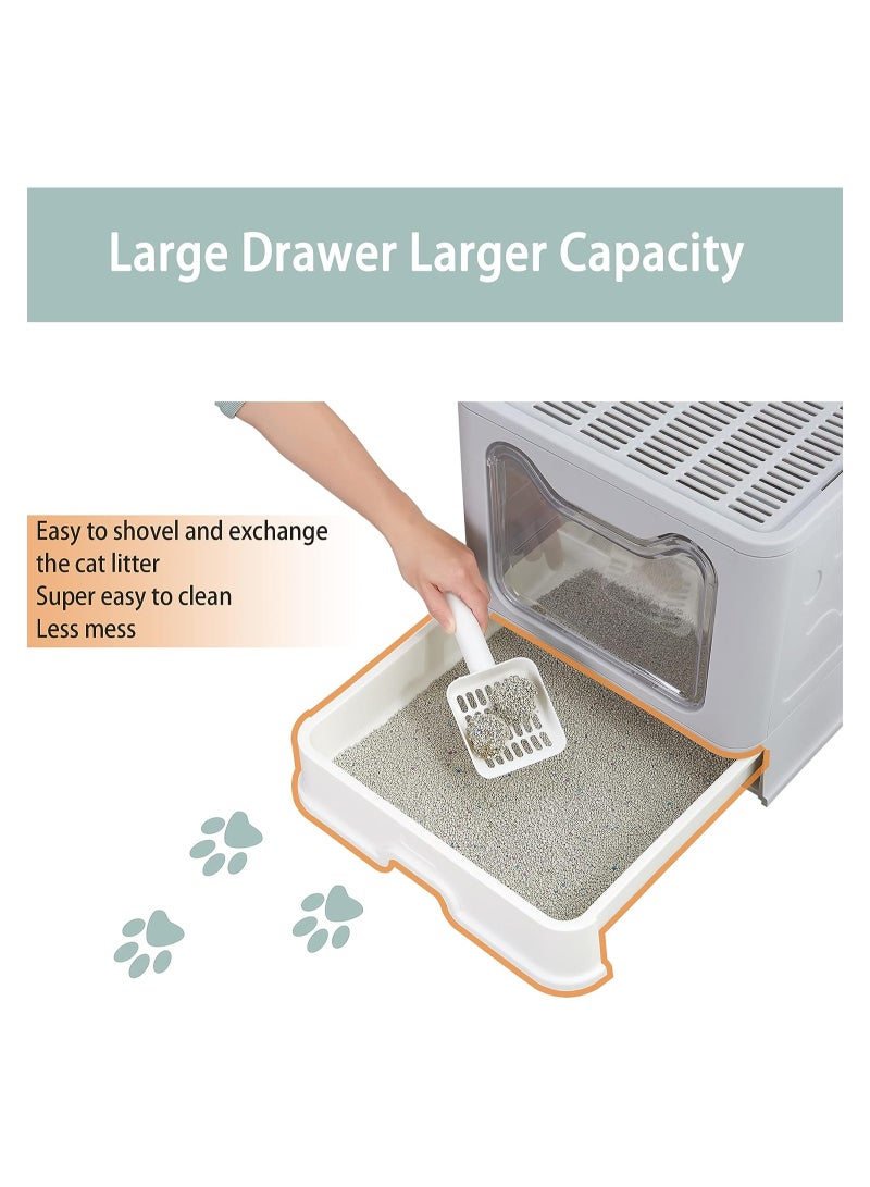 BLOOMING TIME Foldable Cat Litter Box with Lid - Extra Large Front Entry Top Exit Litter Box with Lid - Image 4