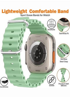 Generic Ultra Strap Compatible with Apple Watch Strap 49mm 45mm 44mm 42mm, Soft Loop Silicone Straps with Buckle Designed for Apple Watch Ultra Series 8 7 SE 6 5 4 3 2 1 - Light Green  - Image 2