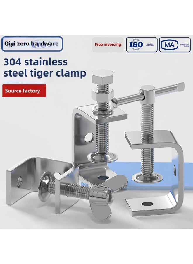 304 Stainless Steel Fixing Clip To Stabilize Steel Beam Pipe Clamp Clamp Clamp Clamp Clamp Clamp U-shaped Clip Square Tiger Clip-Specification Model:[sliding Rod Hand Screw Type] Opening 85mm  - Image 5