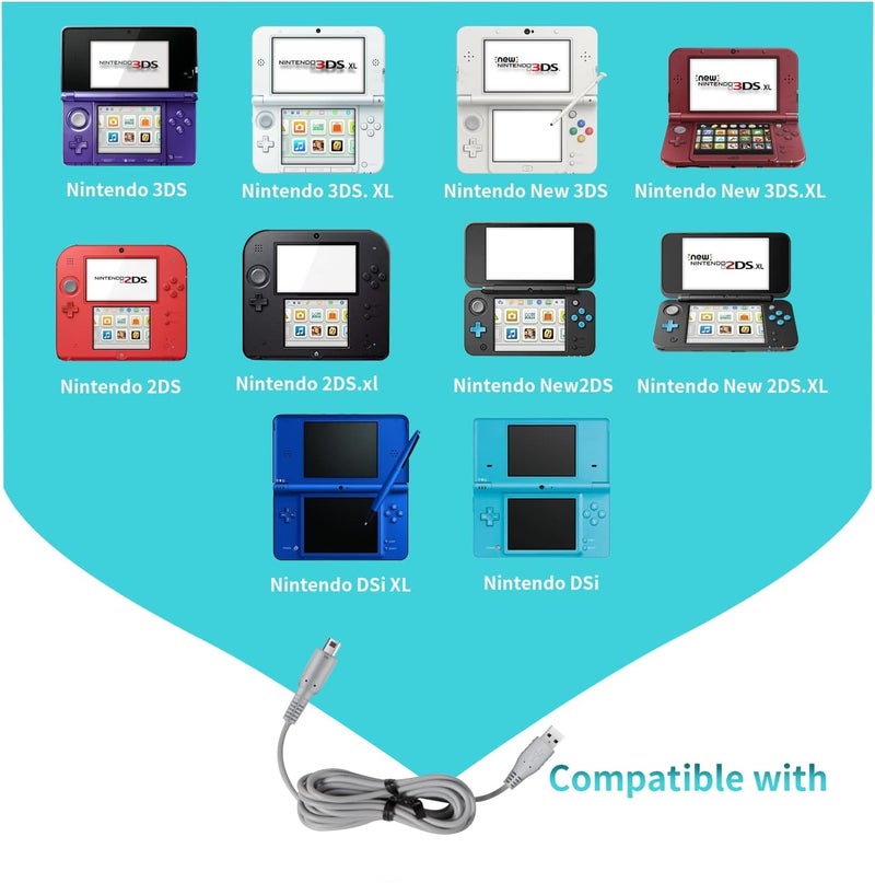 SENBOMA 3DS Charger Cable - 4.9FT OEM Original Replacement Power Charging Cord for New 3DS XL New 3DS 3DS XL New 2DS XL New 2DS 2DS XL 2DS DSi DSi XL (Bulk Packaging) (2) - Image 5