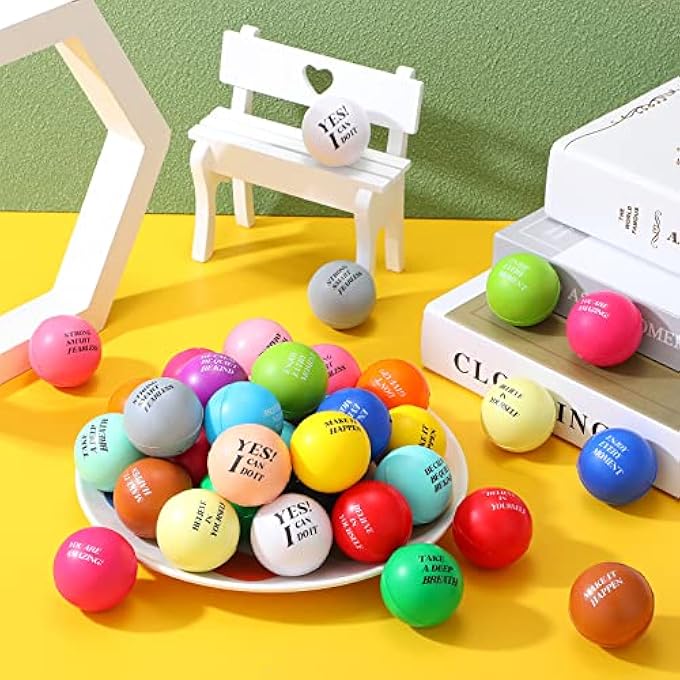 Jerify Motivational Stress Balls 1.57 Inches Inspirational Stress Relief Balls Colorful Quotes Anxiety Foam Balls for Kids Adults Students Hand Exercise Toys Encouraging Supplies (300 Pieces) - Image 2