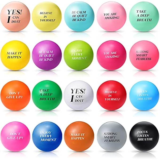 Jerify Motivational Stress Balls 1.57 Inches Inspirational Stress Relief Balls Colorful Quotes Anxiety Foam Balls for Kids Adults Students Hand Exercise Toys Encouraging Supplies (300 Pieces) - Image 1