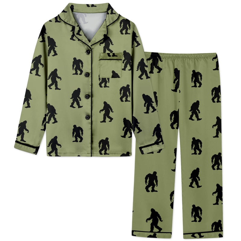 Schbbbta Boys Pajamas Sets Long Sleeve Sleepwear 2-Piece Pjs Set, Green Gorilla, 7-8 Years - Image 1