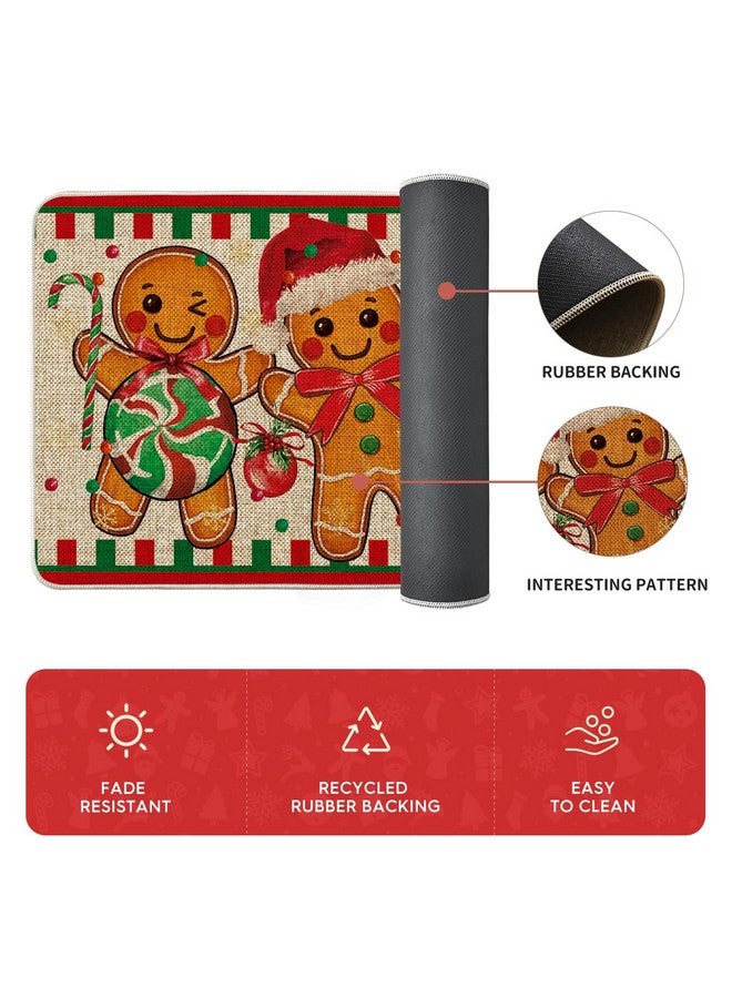 Artoid Mode Gingerbread Candy Cane Christmas Kitchen Mats Set of 2, Winter Home Decor Low-Profile Kitchen Rugs for Floor - 17x29 and 17x47 Inch - Image 4