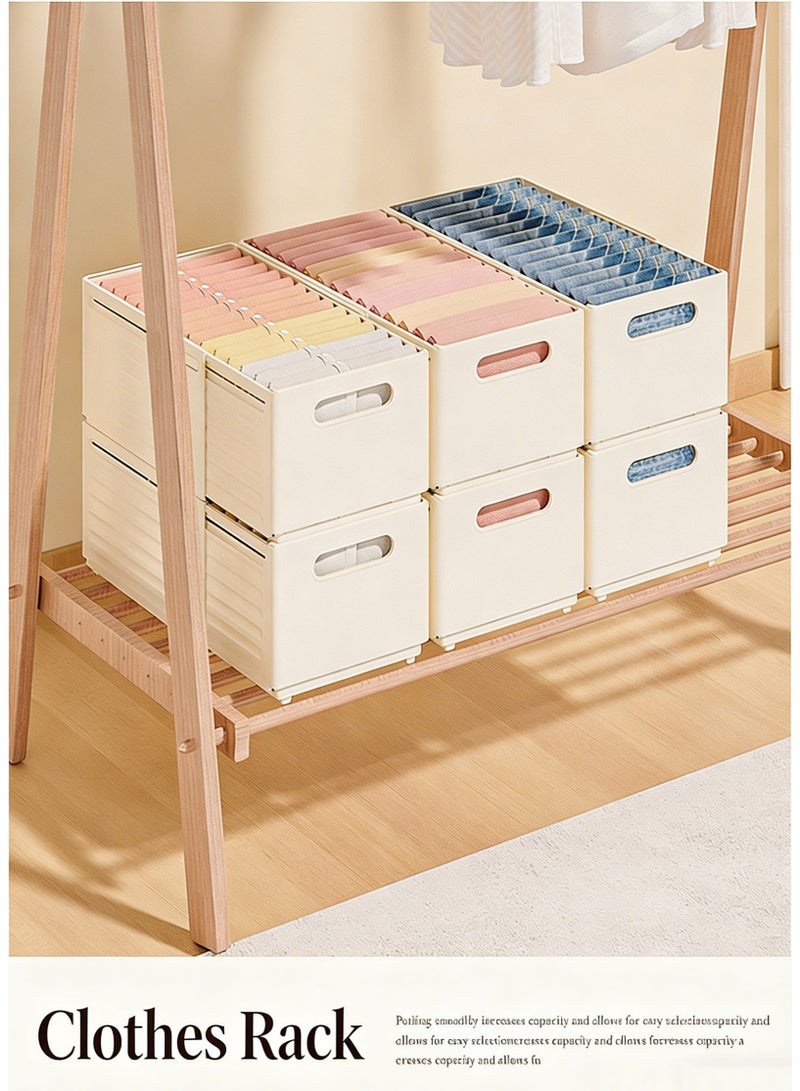 RollsTimi  Set of 3 Stackable Foldable Slider Storage Box, Multipurpose Adjustable storage organizer for Home & Kitchen Accessories, cream - Image 4