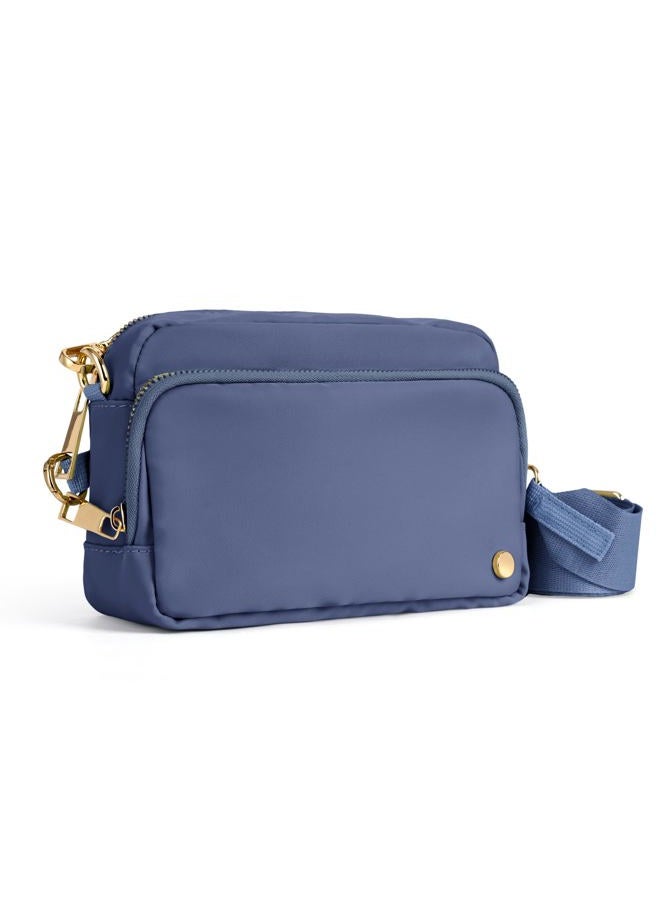 Joryin Anti Theft Crossbody Bag for Women, Slash-resistant RFID Blocking Travel Purses, Small Shoulder Bag Handbag, Nylon, Smoky Blue, 8.2 inches (L) x 5.5 inches (W) x 2.8 inches (H) - Image 1
