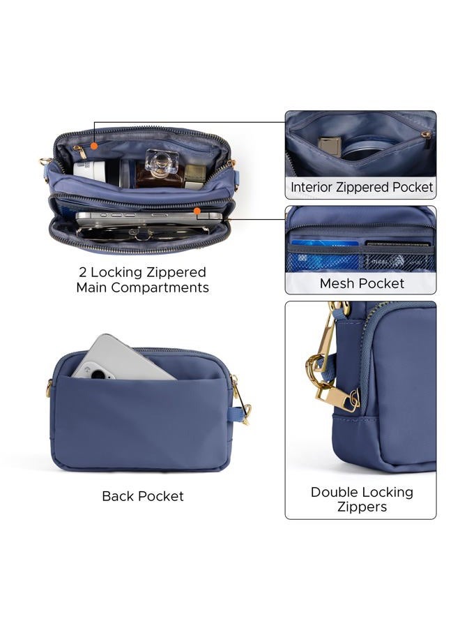 Joryin Anti Theft Crossbody Bag for Women, Slash-resistant RFID Blocking Travel Purses, Small Shoulder Bag Handbag, Nylon, Smoky Blue, 8.2 inches (L) x 5.5 inches (W) x 2.8 inches (H) - Image 5