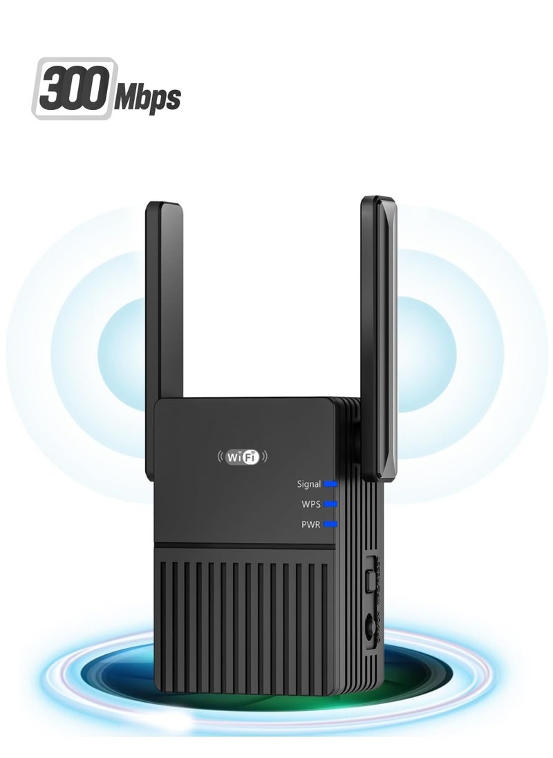 SYOSI WiFi extender, 2024 Newest WiFi Extender, Booster 300Mbps WiFi Repeater, 2.4GHz Wireless Repeater, WiFi Booster for Home, Wireless Range Extender with Wider Coverage, WPS Setup, UK Plug N3B  - Image 1