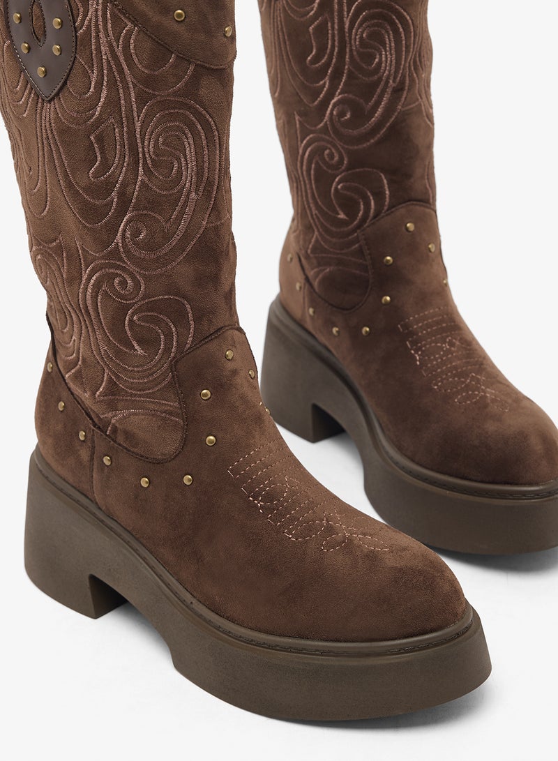 جينجر أحذية كاوبوي بكعب مربع - Image 4