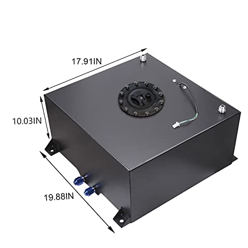 Edicapo 15 Gallon Fuel Cell Aluminum Polished with Cap Level Sender 60L Black - Image 2