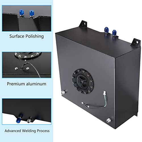 Edicapo 15 Gallon Fuel Cell Aluminum Polished with Cap Level Sender 60L Black - Image 5