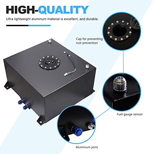 Edicapo 15 Gallon Fuel Cell Aluminum Polished with Cap Level Sender 60L Black - Image 3