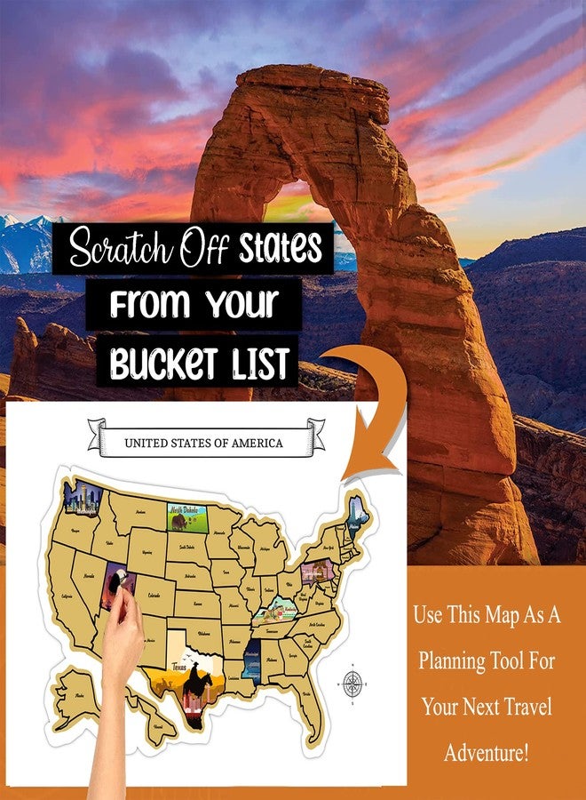GLIBERTVILLAGEGOODS Large 23x16 Scratch-Off USA Map - Hand-Drawn Travel Design with Accessories, Laminated for Home Décor - Deluxe States Tracker, Road Trip Gift, Perfect for Travelers, Adventure & Geography Lovers - Image 5