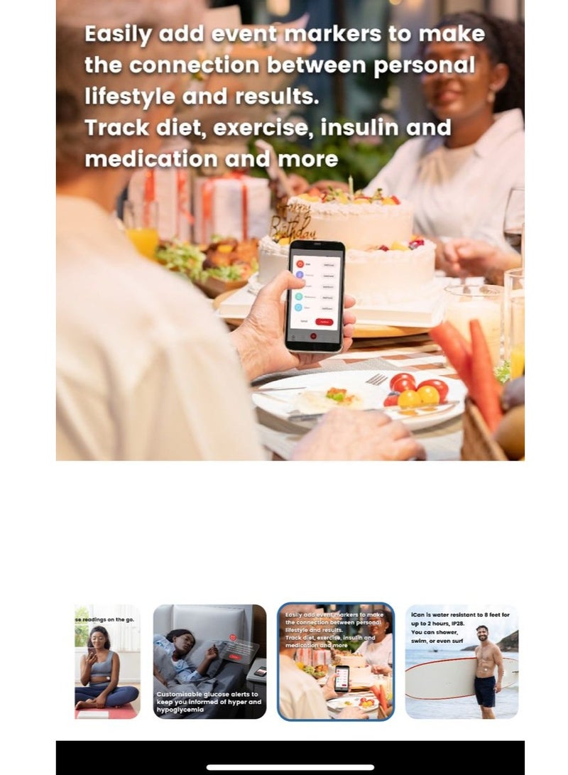 iCAN i3 Continuous Glucose Monitoring Kit 15 Days Every 3 Min Output Test Value Via App