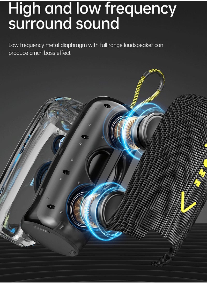 أوي مكبر صوت بلوتوث، جودة صوت HD، جودة صوت واضحة، تصميم هيكل شفاف، إضاءة رائعة، لاسلكي محمول، مقاوم للماء IPX6، وقت تشغيل يصل إلى 20 ساعة، إقران TWS، BT5.3، مناسب للمنزل، الحفلات، الأماكن الخارجية، الشاطئ  - Image 3