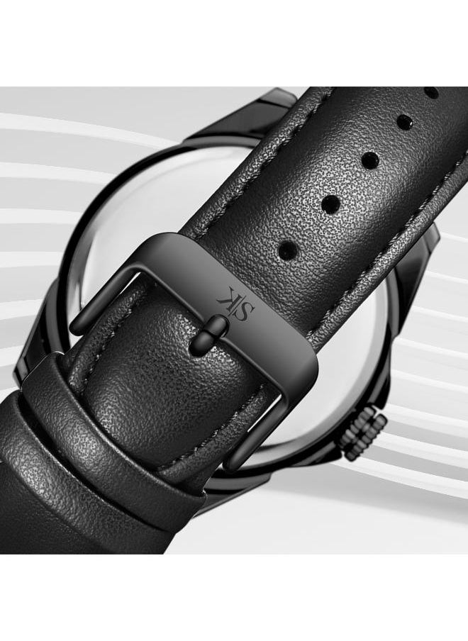 KENNETH SCOTT Kenneth Scott K24022-BLBBO Men's Analog Display Watch & Leather  Strap Black  - Image 5