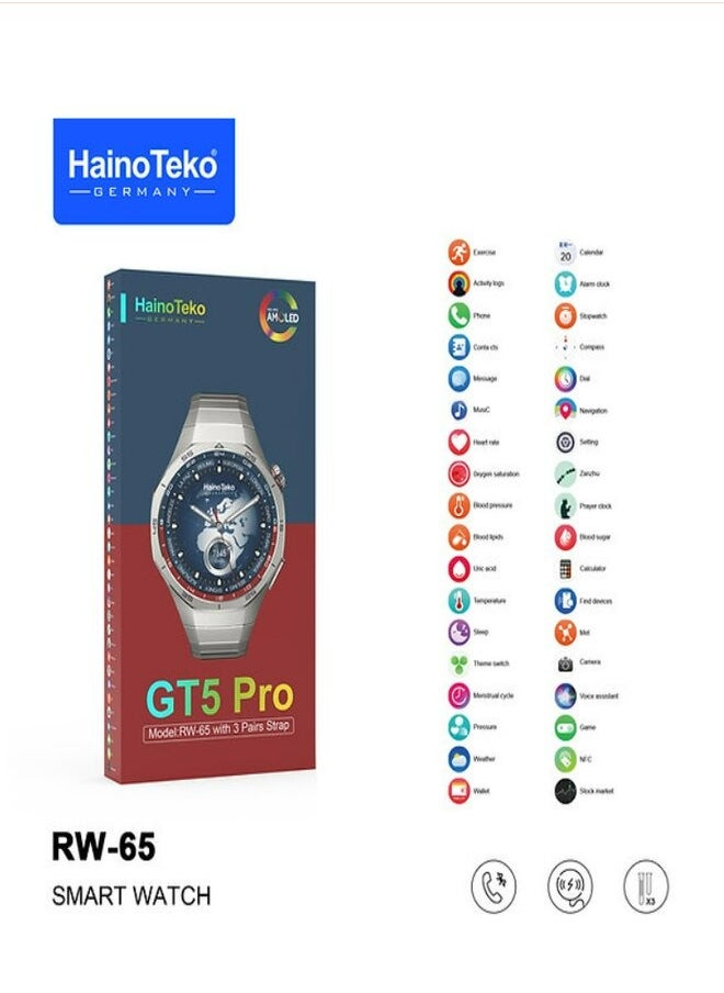 Haino Teko Haino Teko GT5 Pro RW-65 Smart Watch With 3 Pairs Strap Multicolor  - Image 1