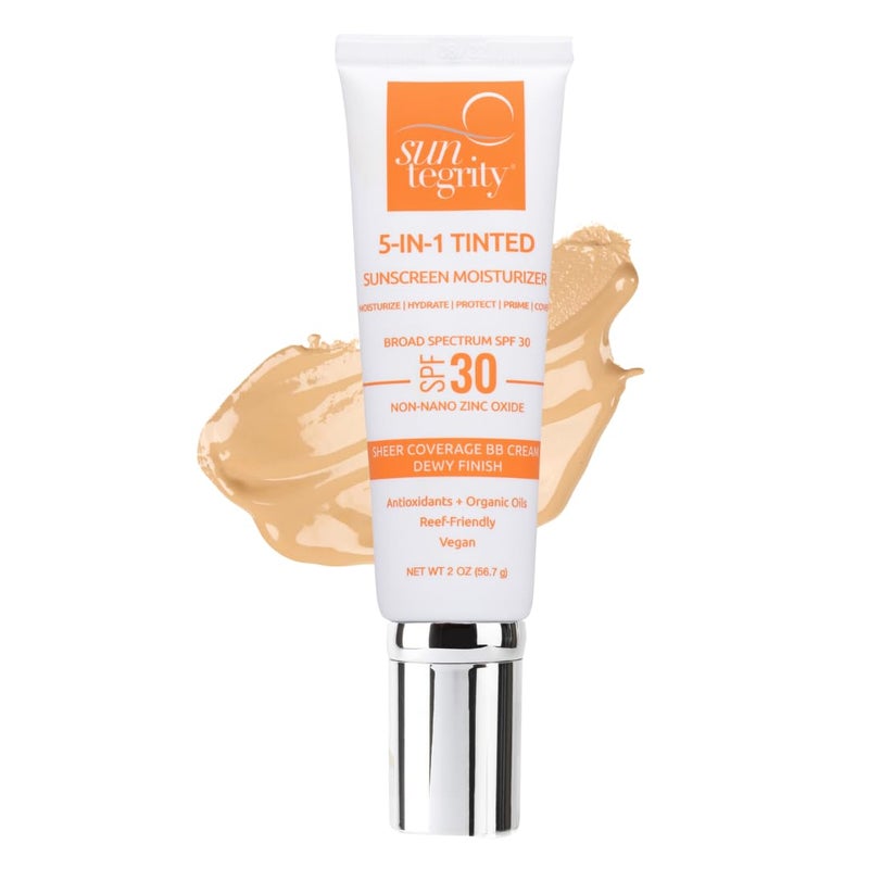 Suntegrity Tinted 5 in 1 Mineral Sunscreen for Face (SPF 30-2 oz) - Golden Light | BB Cream Moisturizer with Physical UVA/UVB Broad Spectrum Protection | Safe for Sensitive Skin - Image 2