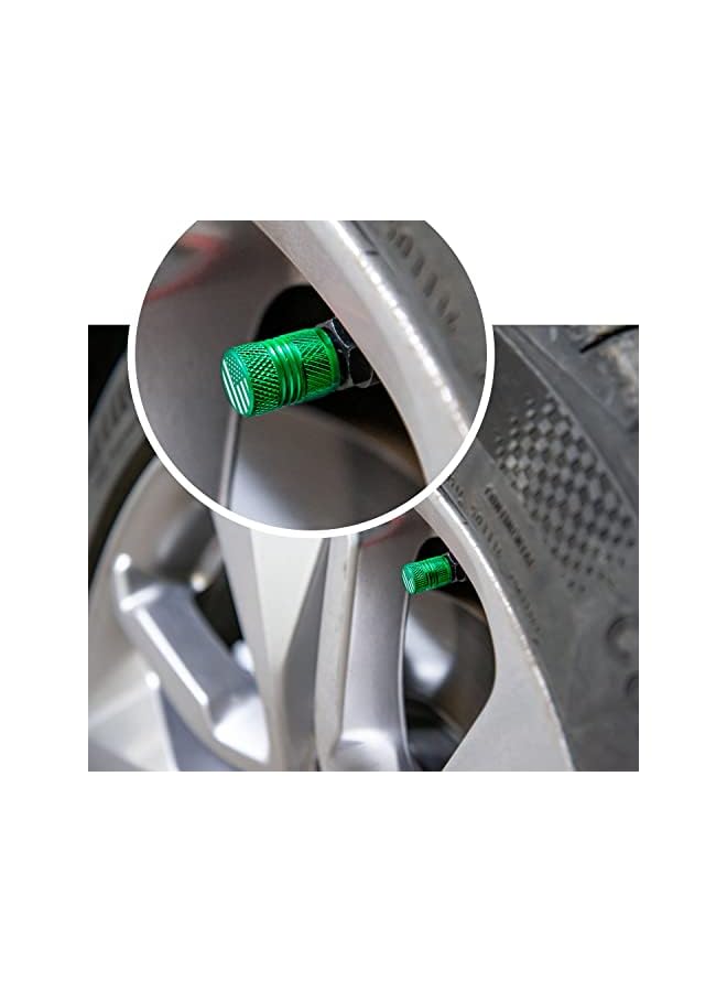 S-TOP Tire Valve Stem Caps for Car American Flag Tires Air Caps Cover 8 Pack Corrosion Resistant Premium Alloy Universal for SUV Truck Motorcycle Bike Green - Image 2