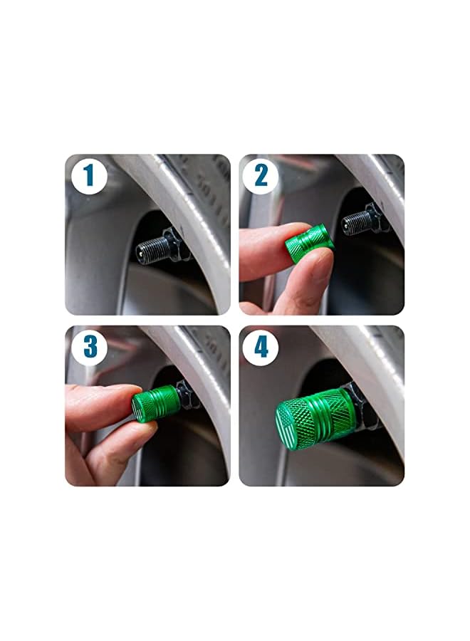 S-TOP Tire Valve Stem Caps for Car American Flag Tires Air Caps Cover 8 Pack Corrosion Resistant Premium Alloy Universal for SUV Truck Motorcycle Bike Green - Image 1