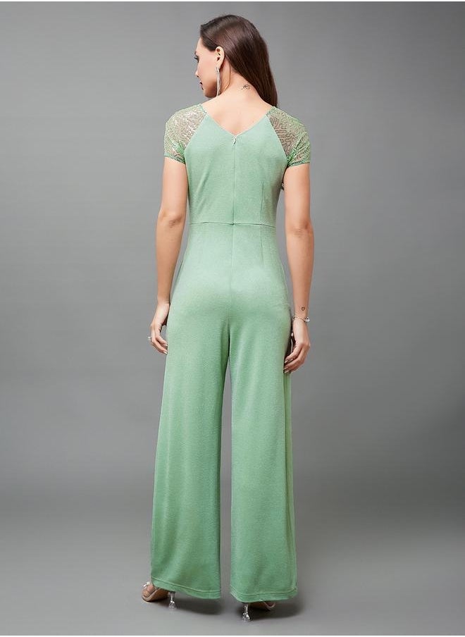 Styli Embellished Ruched Detail Wide Leg Jumpsuit  - Image 5