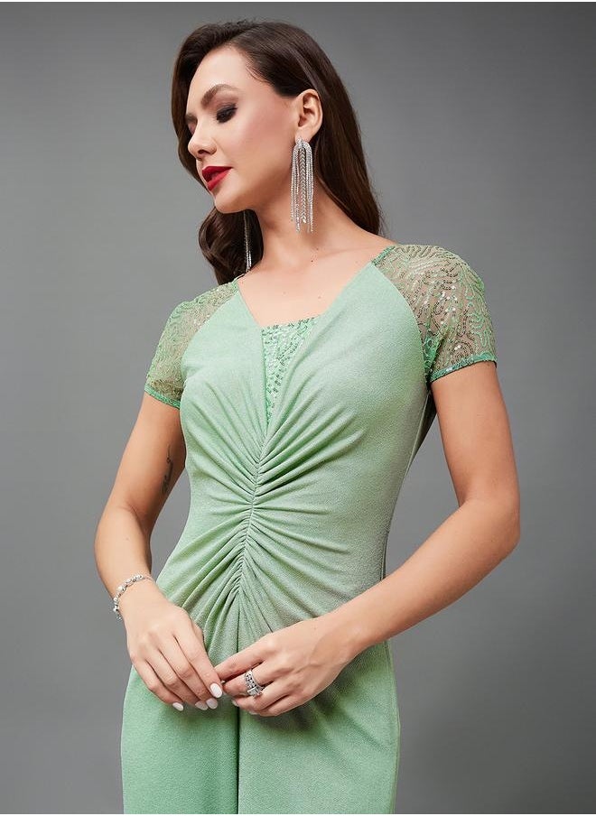 Styli Embellished Ruched Detail Wide Leg Jumpsuit  - Image 2